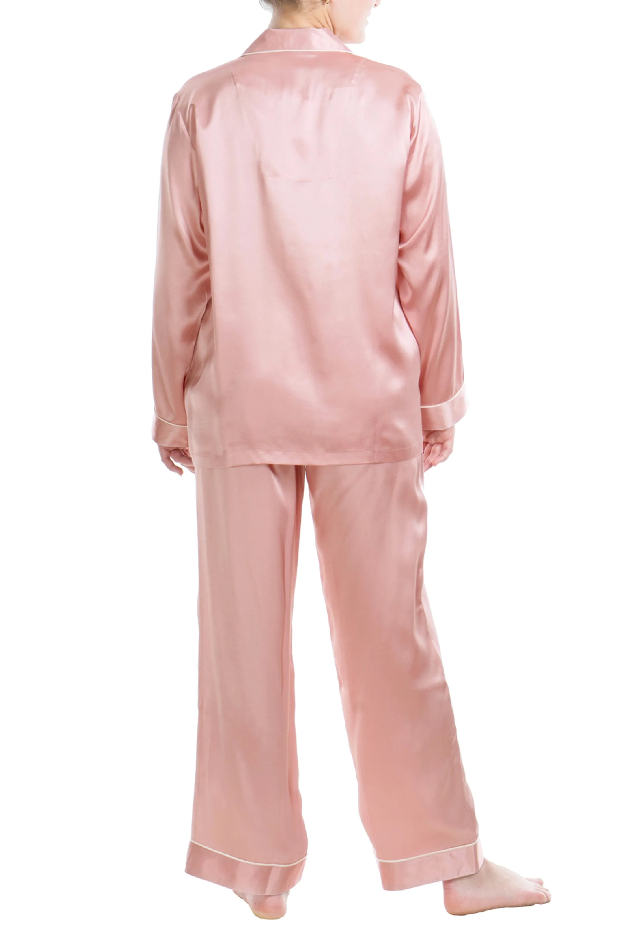 100% Silk Sleepwear Women's Silk Pajamas Set, Bridal Rose, XL