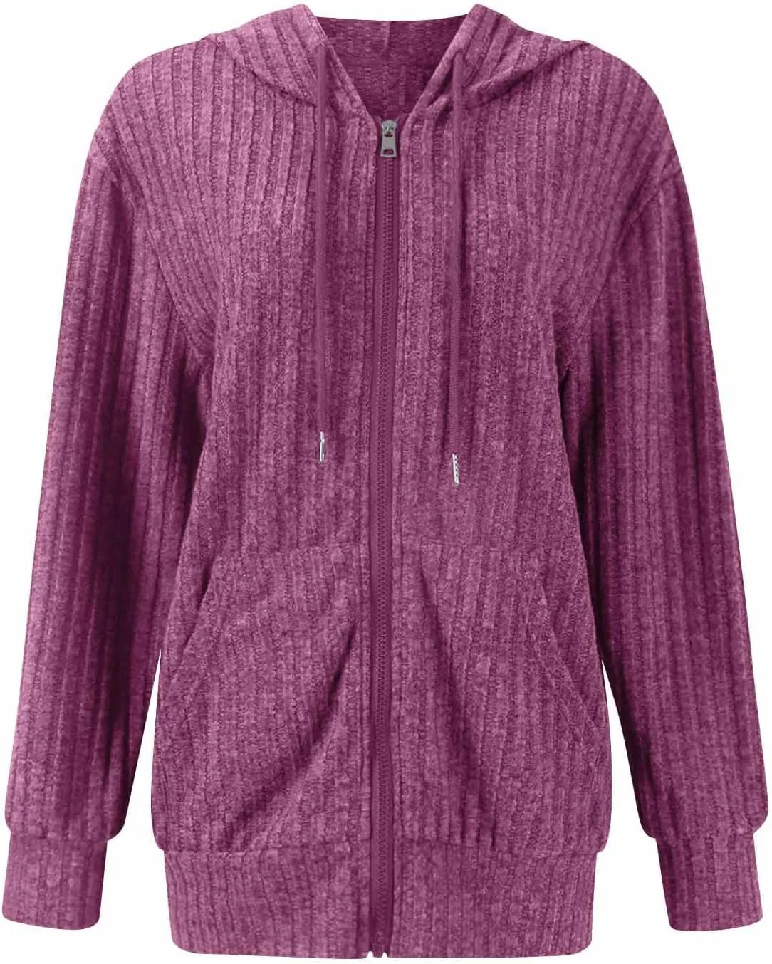 ADHOWBEW Womens Zip Up Hoodie Fashion Long Sleeve Casual Workout Lightweight Drawstring Sweatshirts