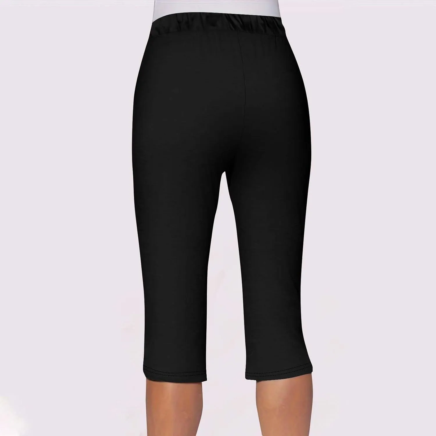 Akklian Summer Leggings with Pockets for Women Straight Wide Leg Cropped Trousers Drawstring Elastic Waist Side Slit Trousers