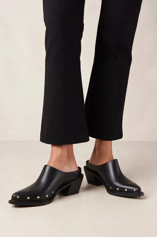 Alohas Lorenzo Black Leather Mules