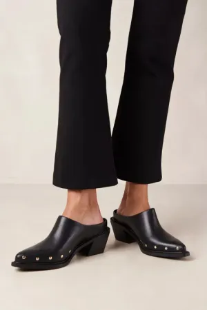 Alohas Lorenzo Black Leather Mules