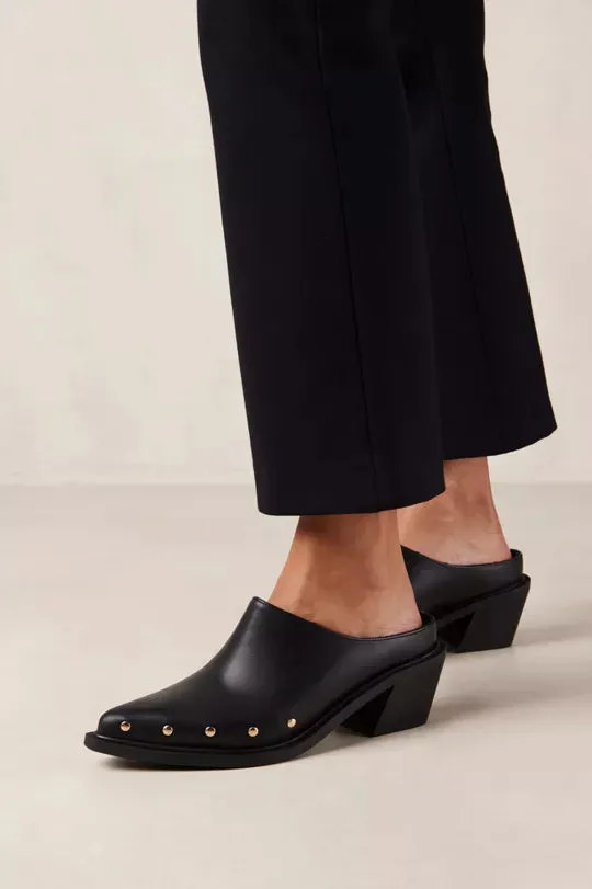 Alohas Lorenzo Black Leather Mules