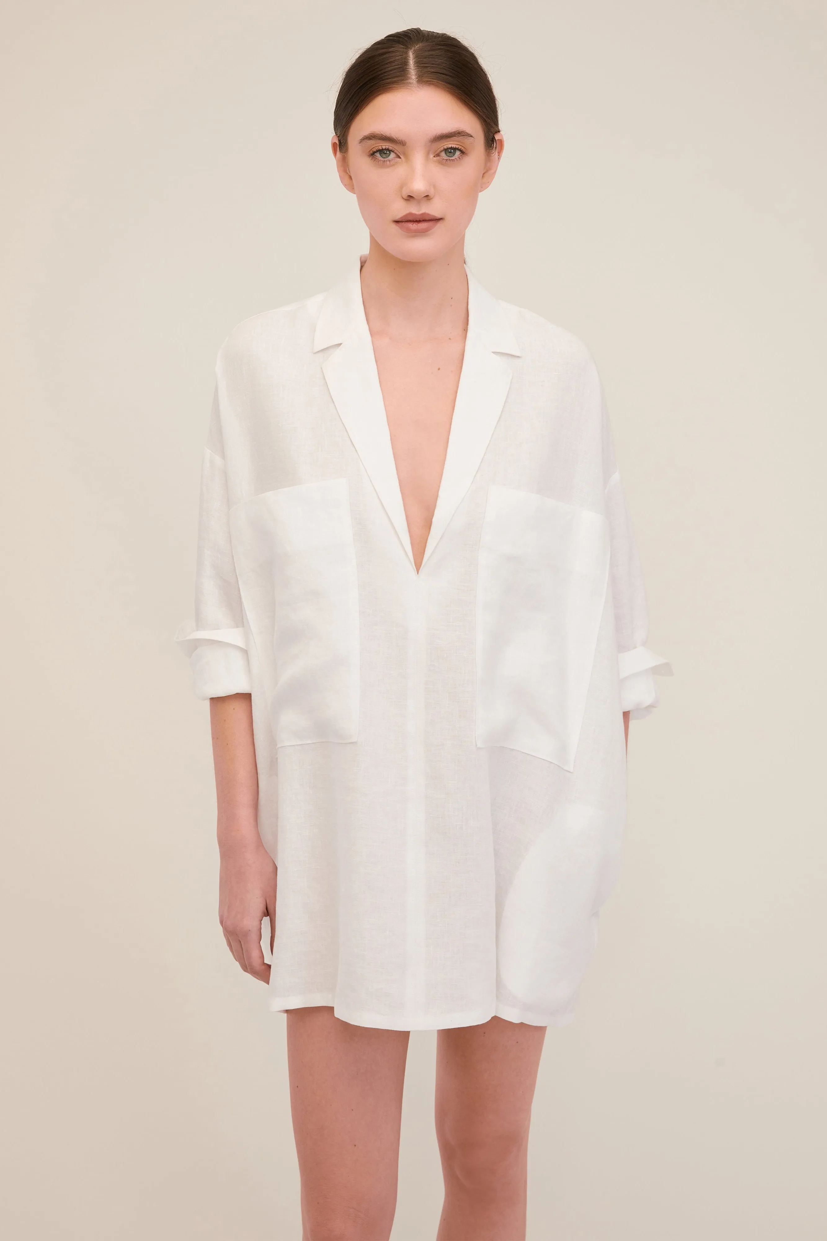 Amanda Blazer Linen Tunic in White