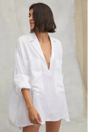 Amanda Blazer Linen Tunic in White
