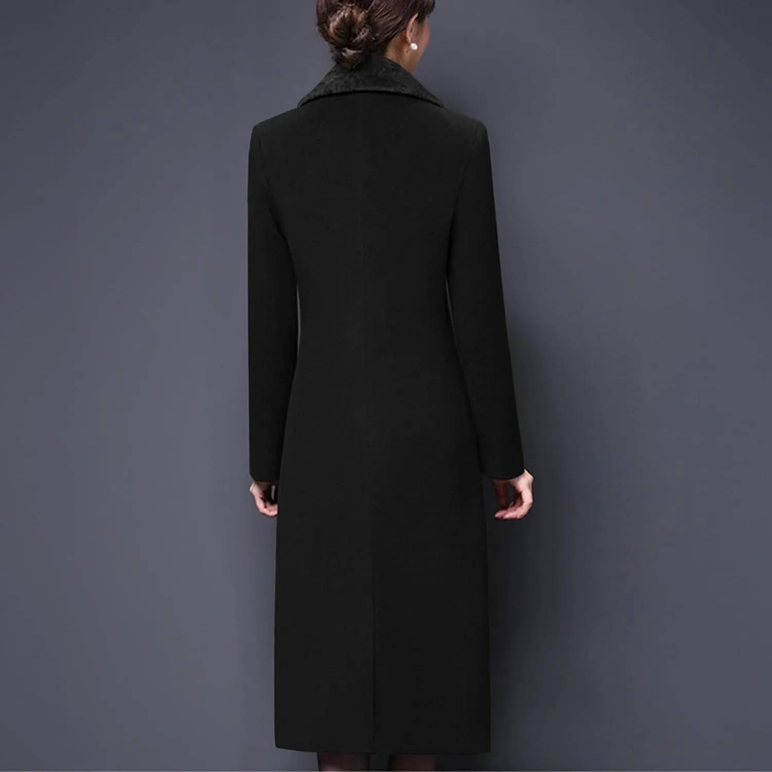 Aprsfn Women's Winter Wool Coats Double-breasted Notched Lapel Warm Jackets Midi Long Peacoat Long Sleeve Pea Coats