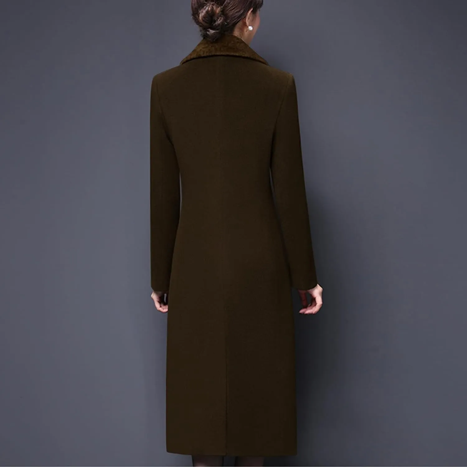 Aprsfn Women's Winter Wool Coats Double-breasted Notched Lapel Warm Jackets Midi Long Peacoat Long Sleeve Pea Coats
