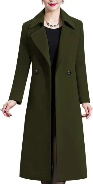 Aprsfn Women's Winter Wool Coats Warm Double-breasted Notched Lapel Jackets Midi Long Peacoat Long Sleeve Pea Coats