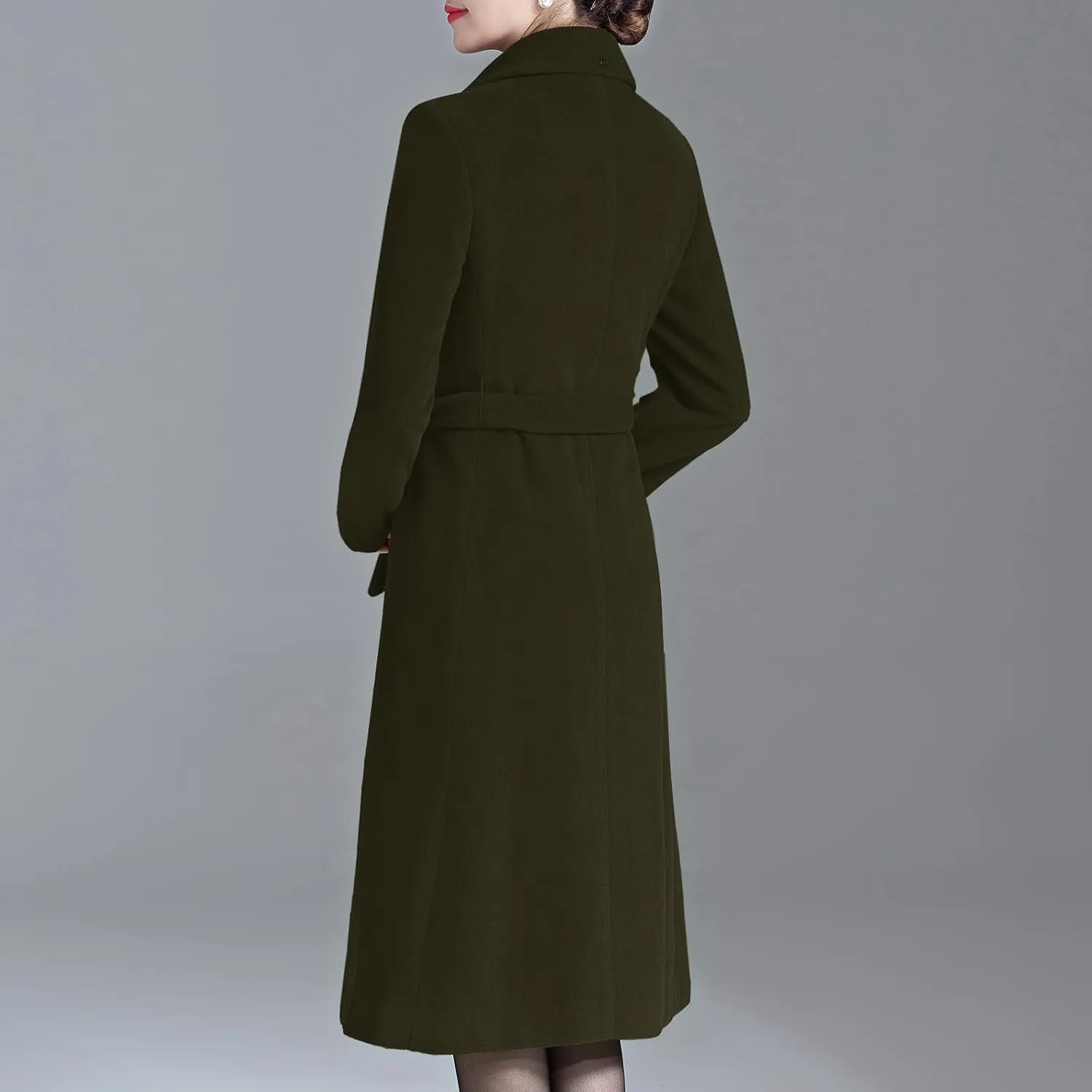 Aprsfn Women's Winter Wool Coats Warm Double-breasted Notched Lapel Jackets Midi Long Peacoat Long Sleeve Pea Coats