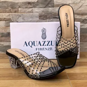 AQ Heels Transparent Clear Vinyl Rhinestone Sandal #10384 #22