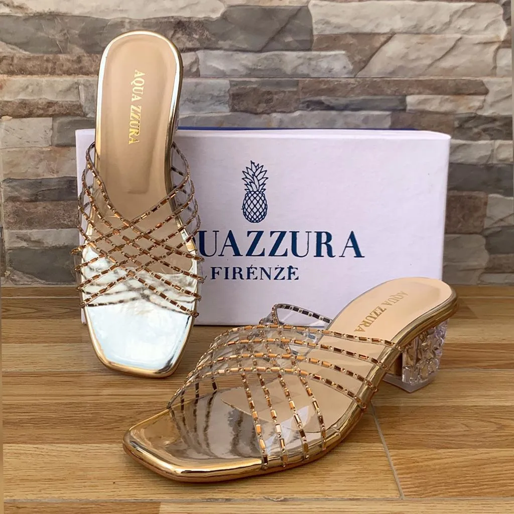 AQ Heels Transparent Clear Vinyl Rhinestone Sandal #10384 #22