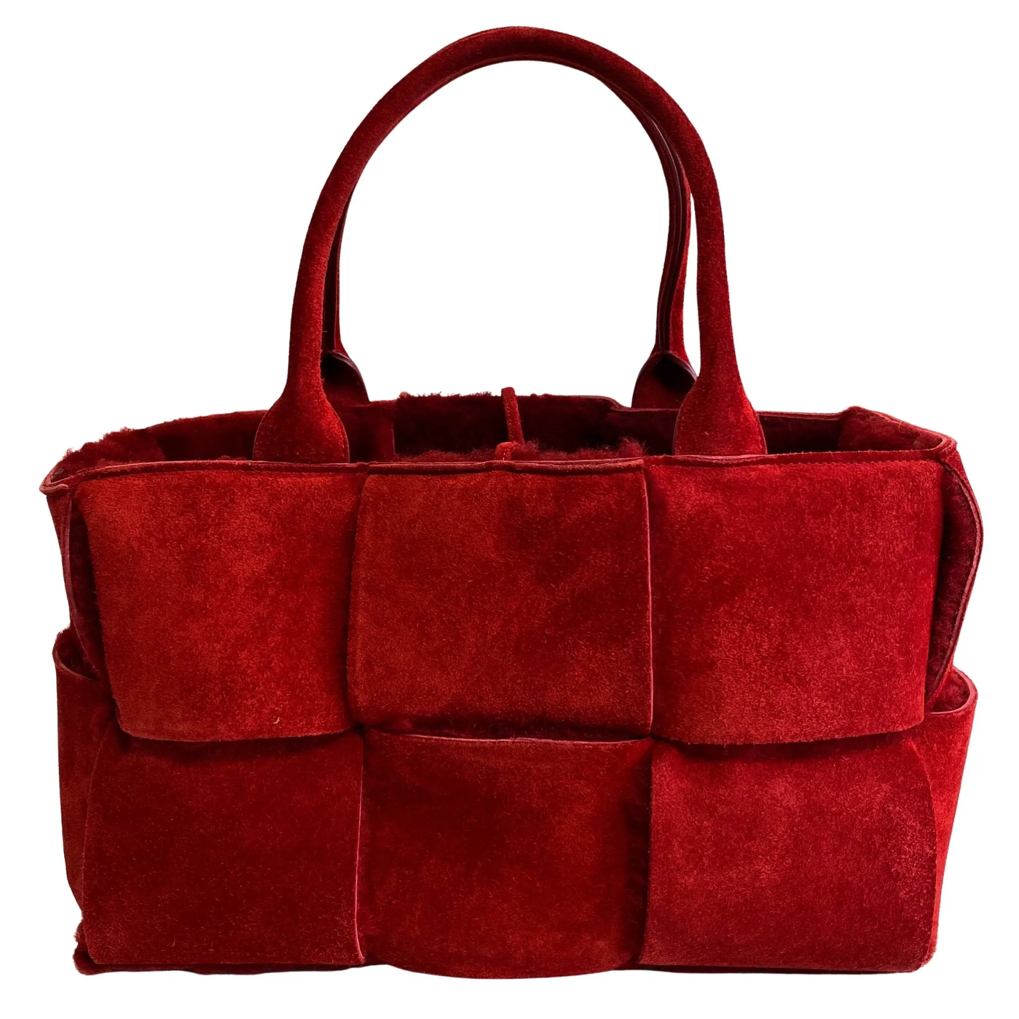 Arco Tote Red Suede Leather / Fur Handbag