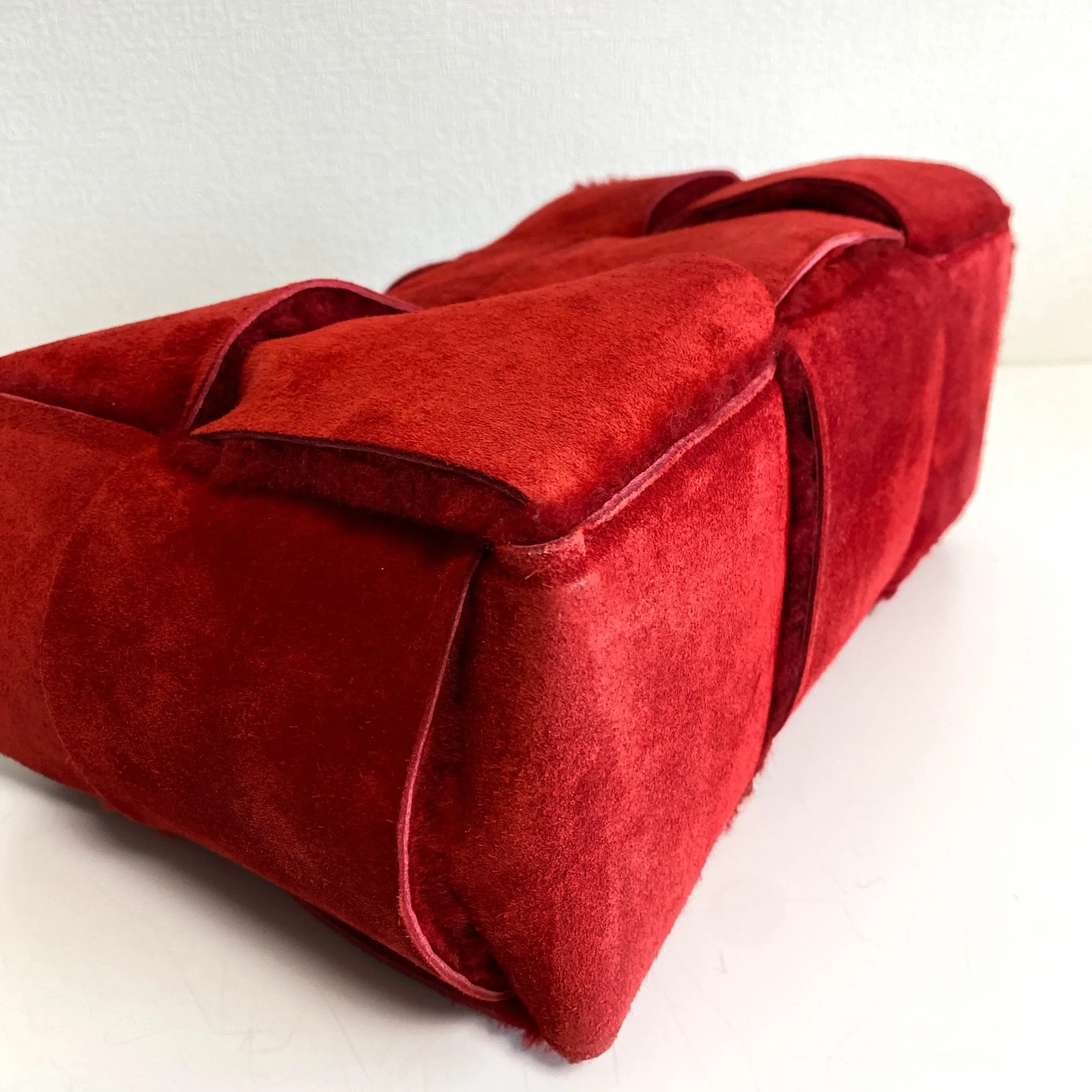 Arco Tote Red Suede Leather / Fur Handbag