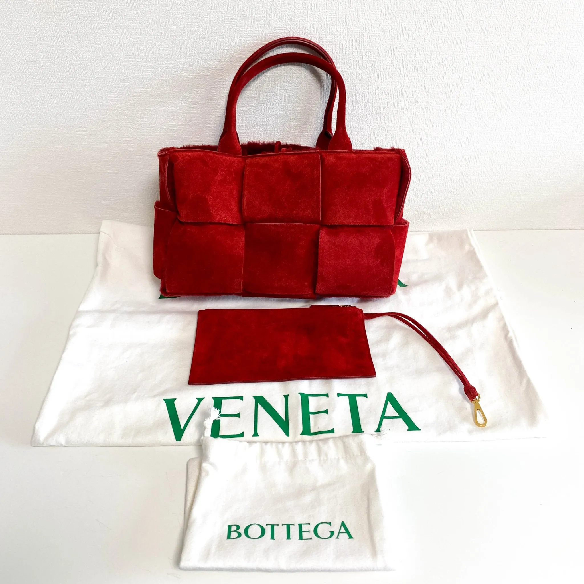 Arco Tote Red Suede Leather / Fur Handbag