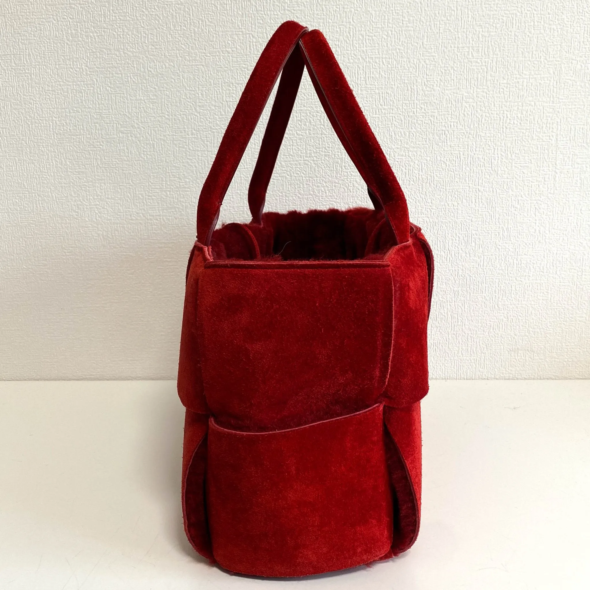 Arco Tote Red Suede Leather / Fur Handbag