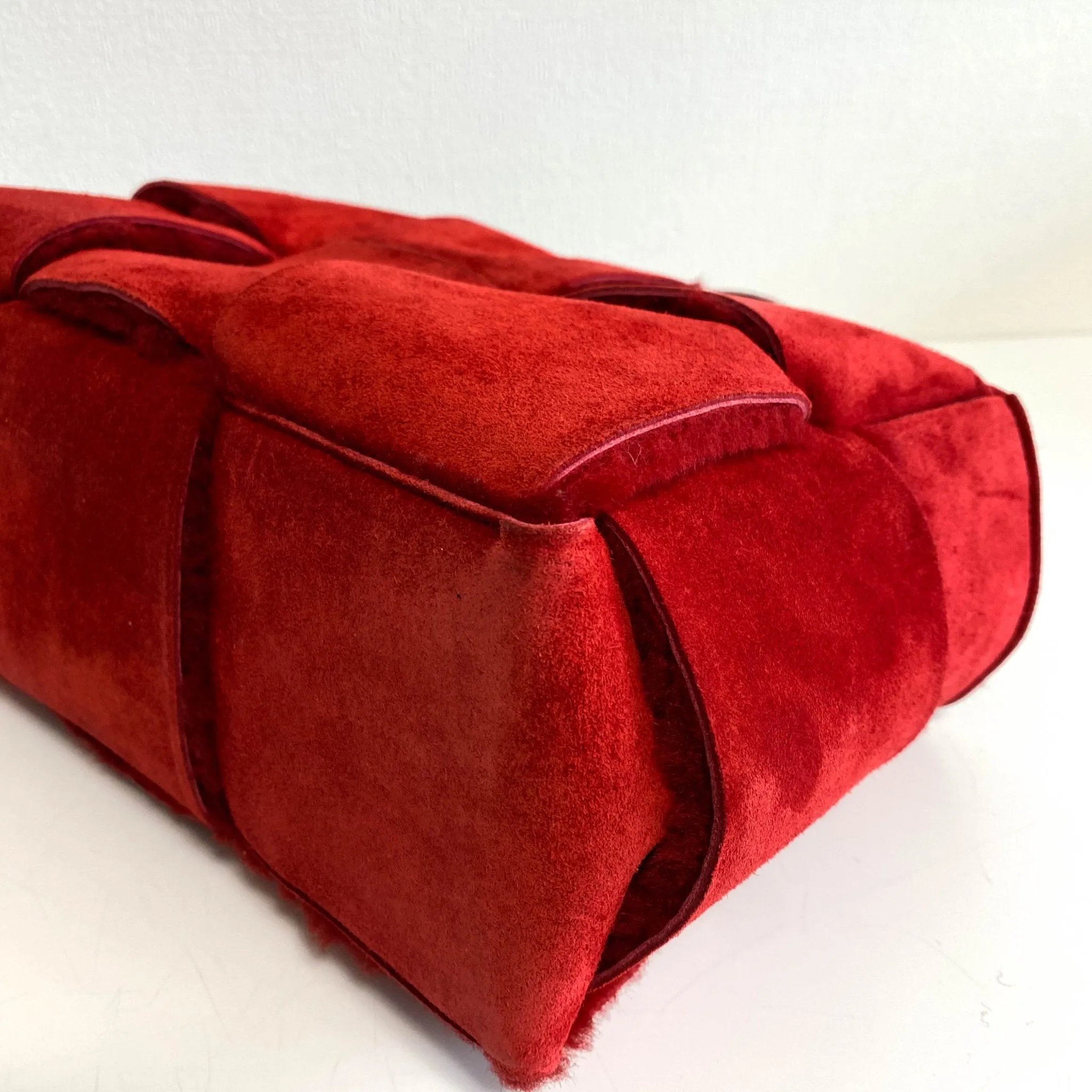 Arco Tote Red Suede Leather / Fur Handbag