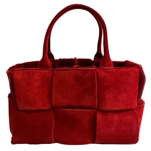 Arco Tote Red Suede Leather / Fur Handbag