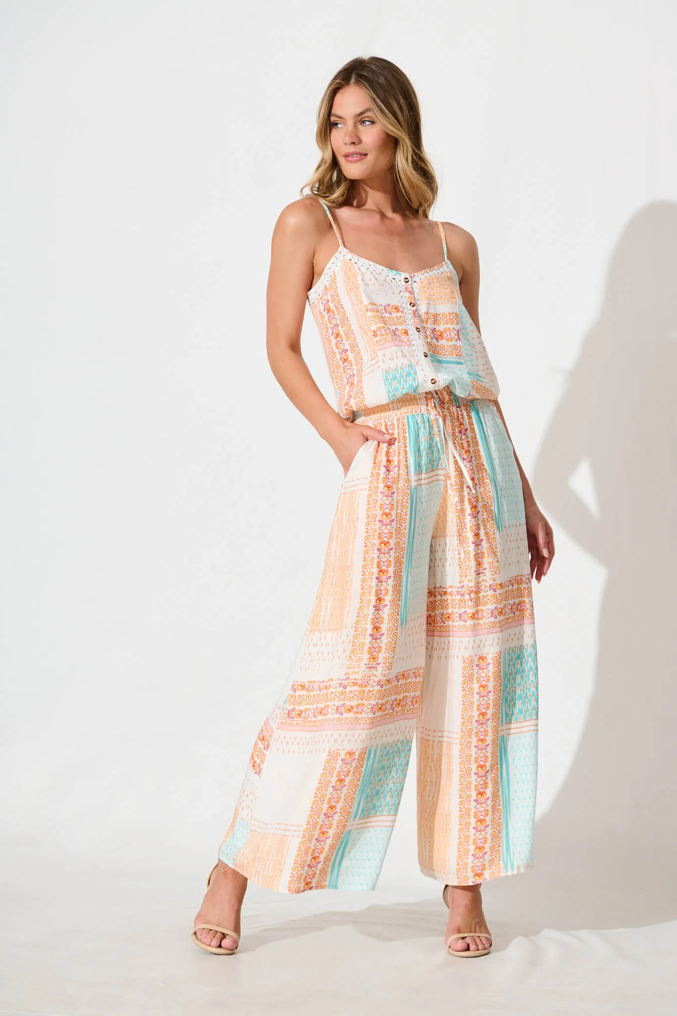 Ayata Cami Top in Multi Patchwork Print