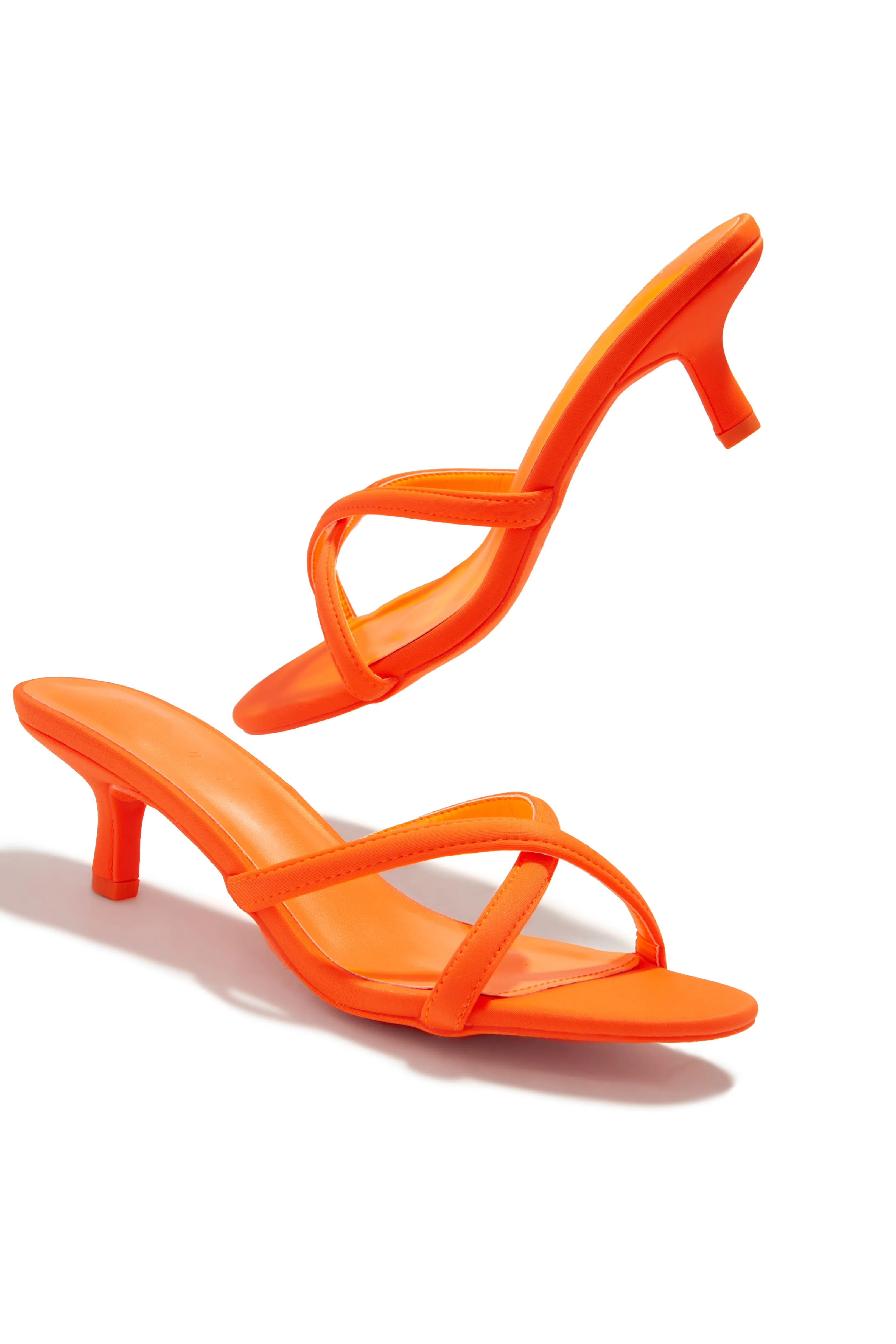 Aylina Kitten Heel Mules - Orange