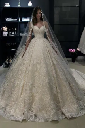 Ball Gown Wedding  Dresses Sweetheart White Lace Online Sale PDA154