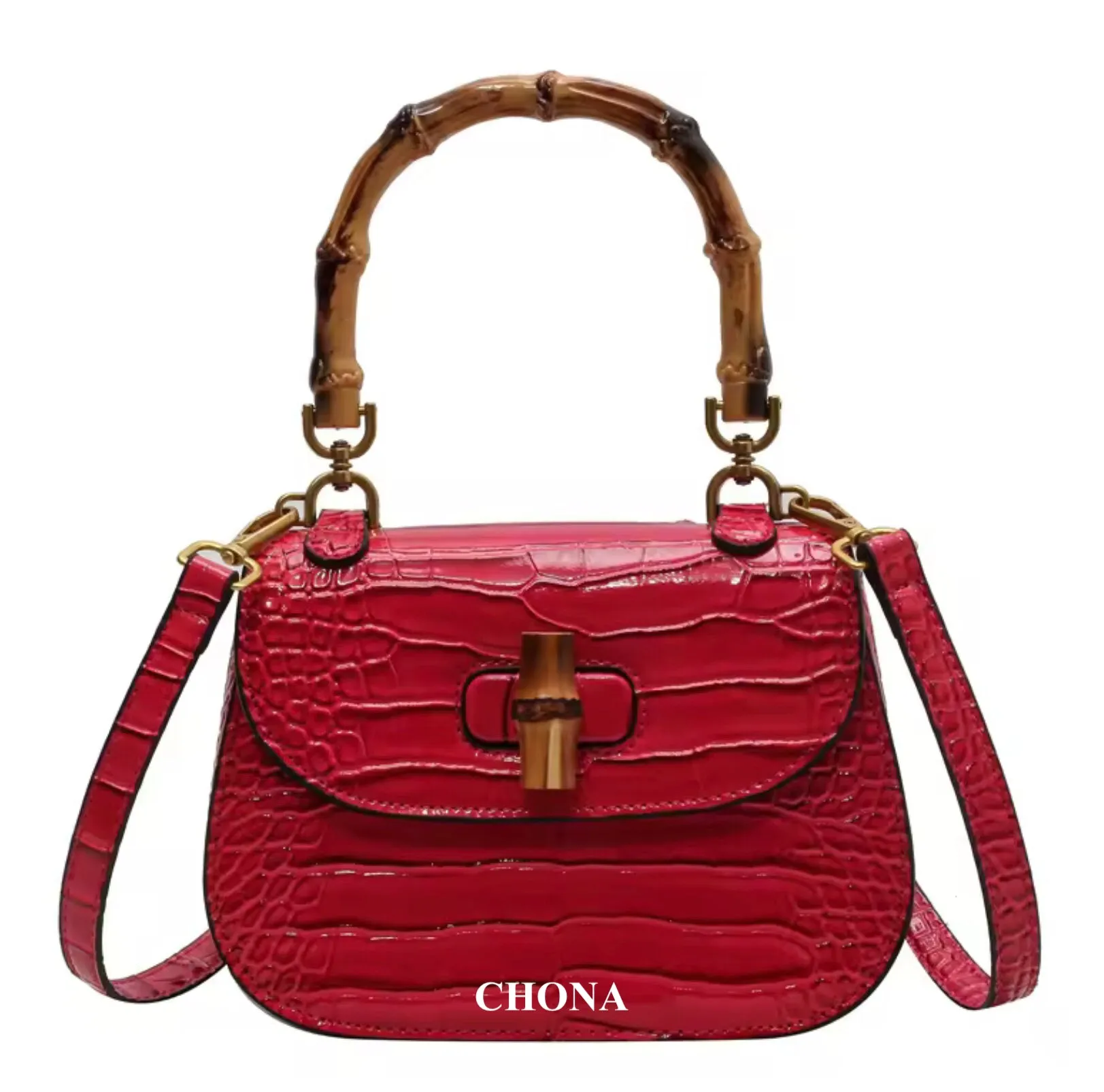 Bamboo Croco Handbag