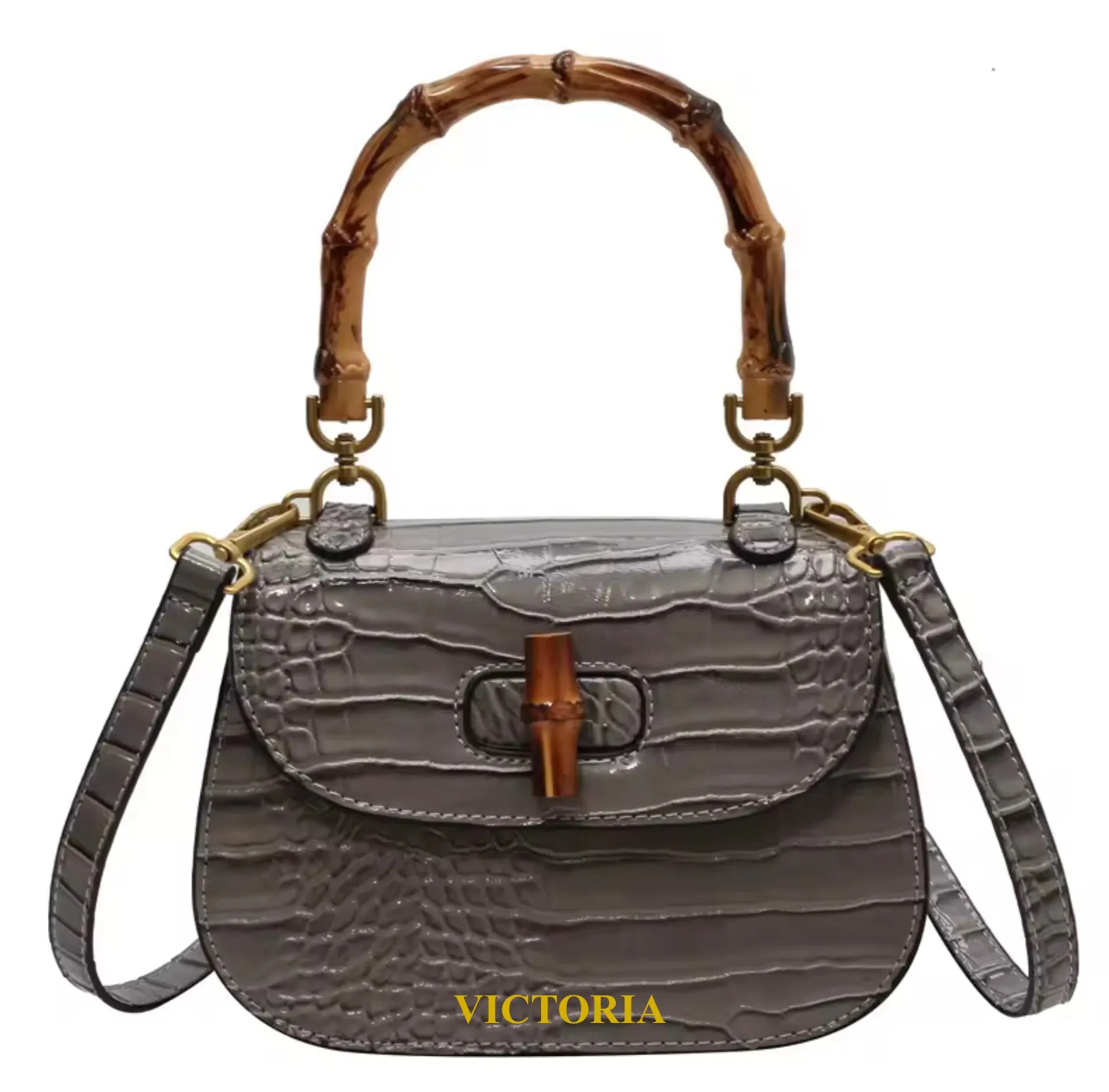 Bamboo Croco Handbag
