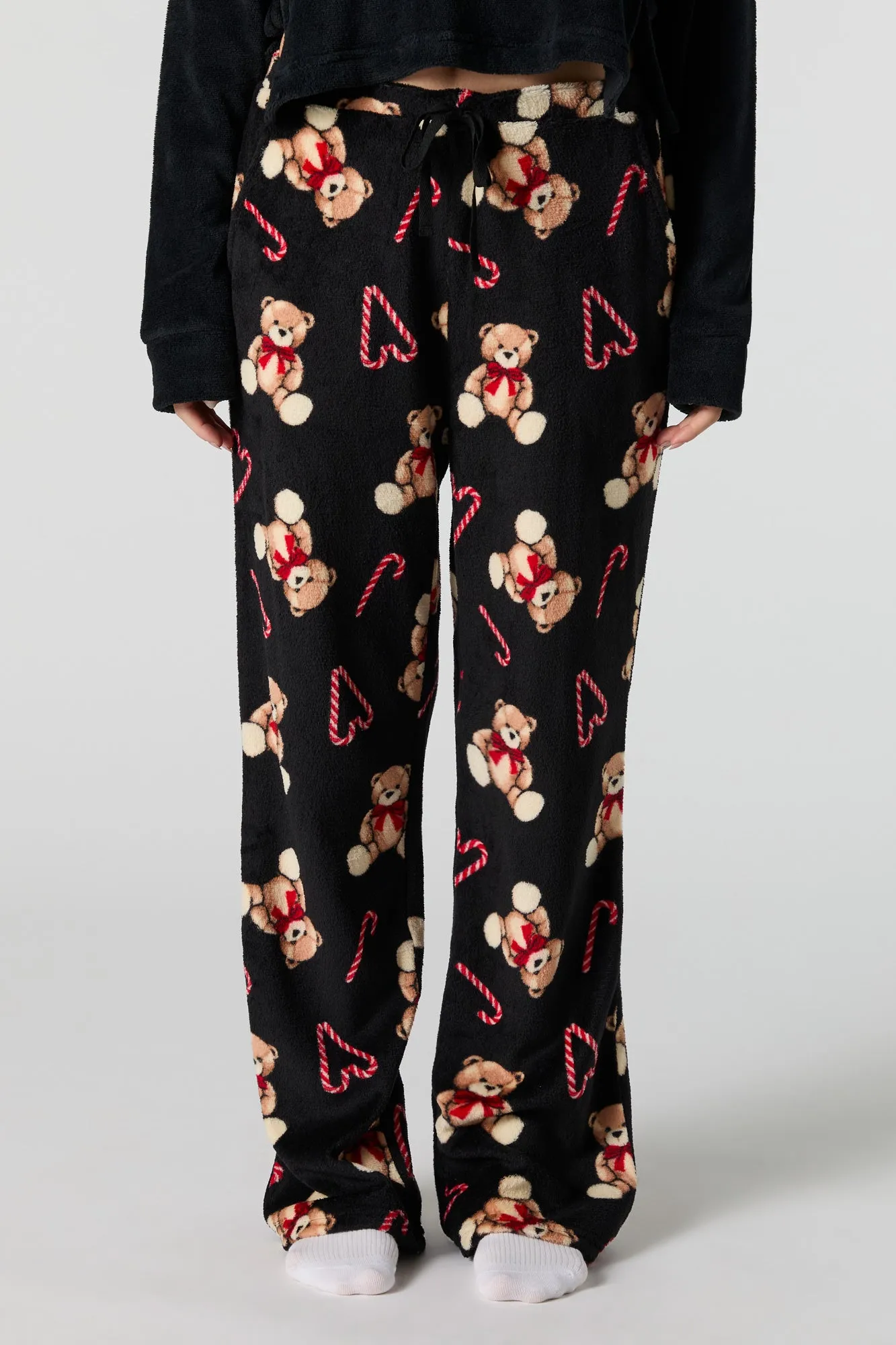 Bas de pyjama de Noël en peluche imprimée