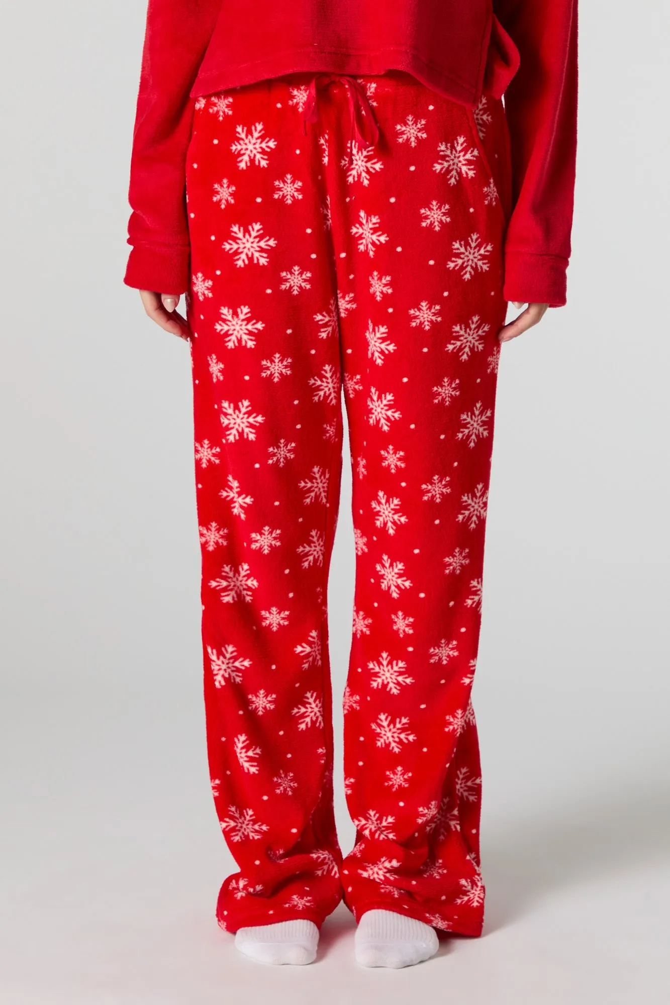 Bas de pyjama de Noël en peluche imprimée