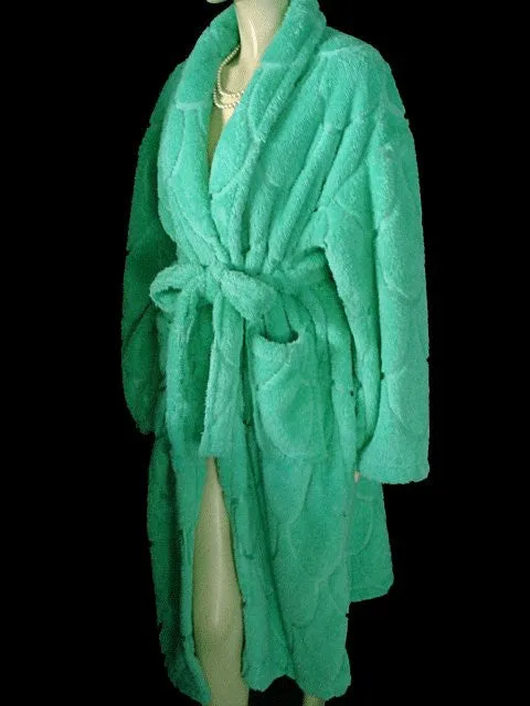 *BEAUTIFUL FOREIGN DESIGNER SOFT PLUSH CHENILLE-LIKE OR PLUSH WRAP-STYLE ROBE IN MING JADE - SIZE XL / EXTRA LARGE