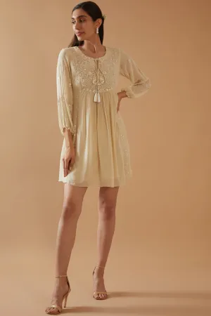 BEIGE EMBROIDERED DRESS