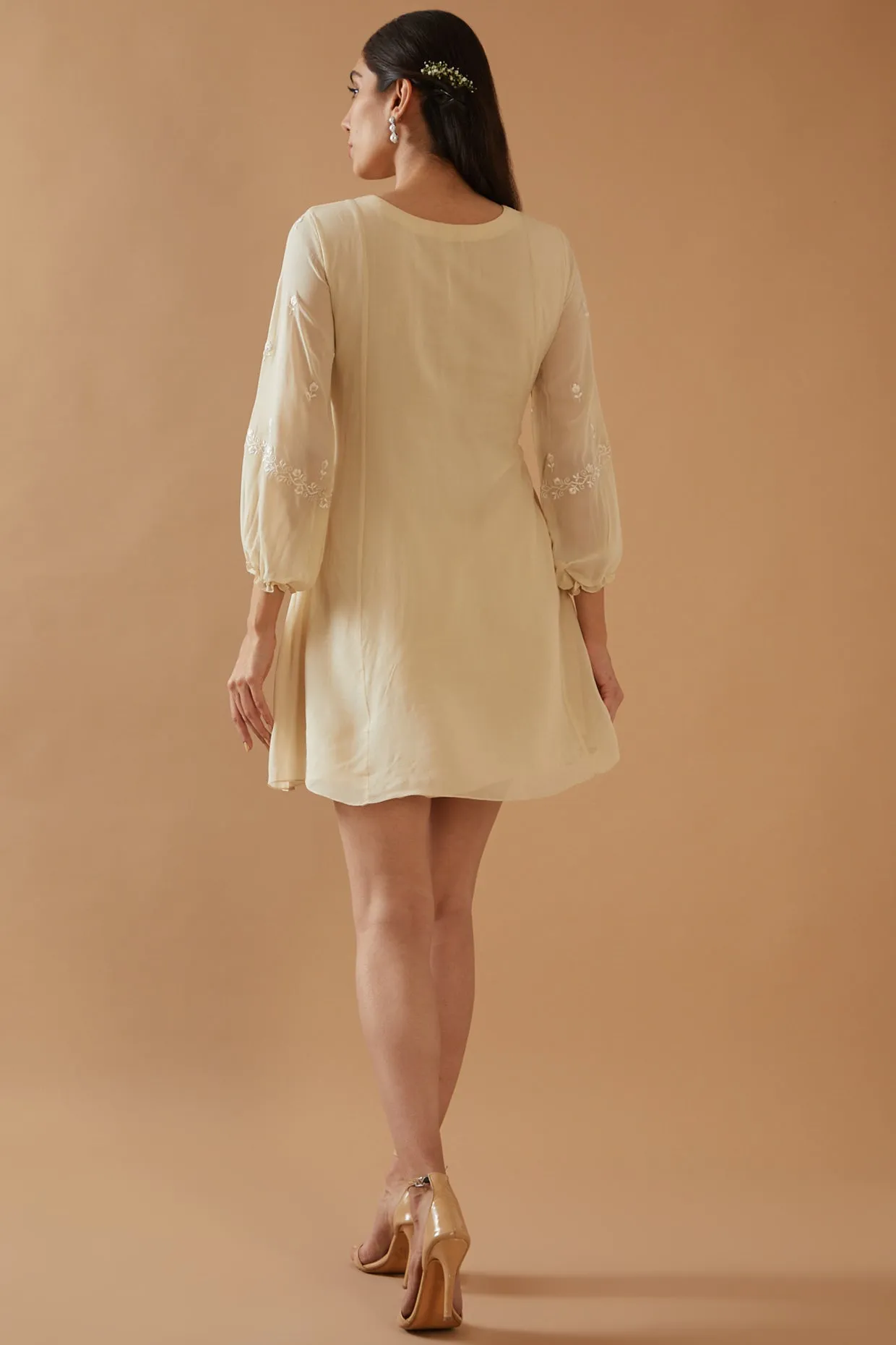 BEIGE EMBROIDERED DRESS