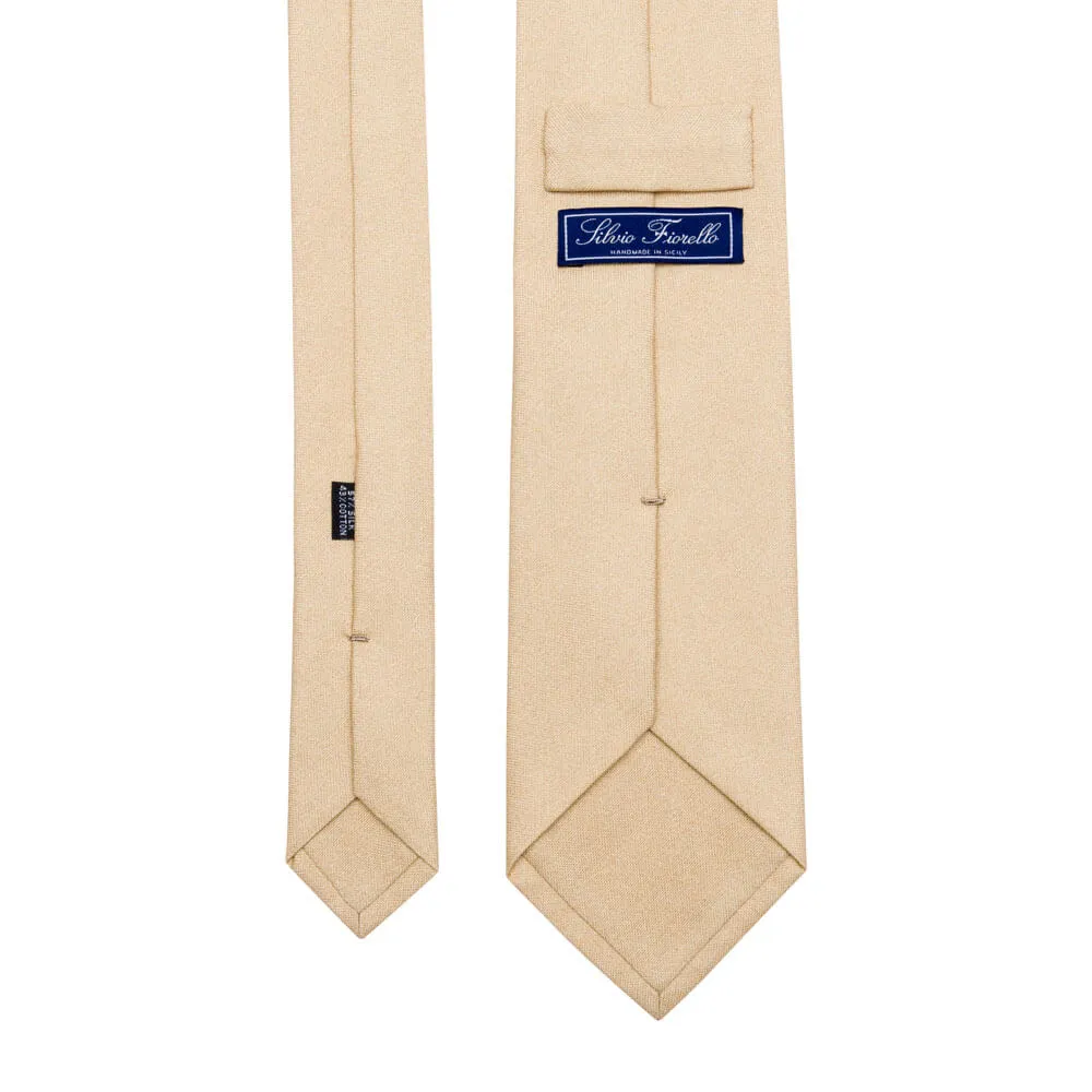 Beige Silk and Cotton Blend Tie