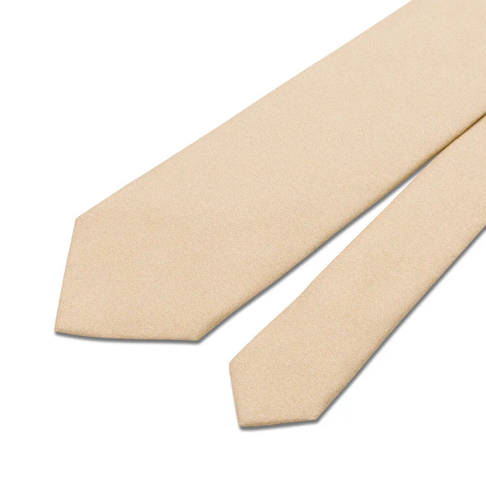 Beige Silk and Cotton Blend Tie