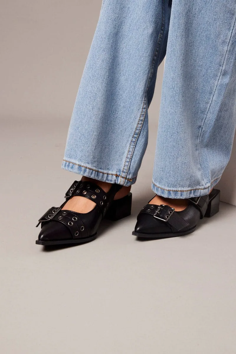 Black Eyelet Detail Sandals