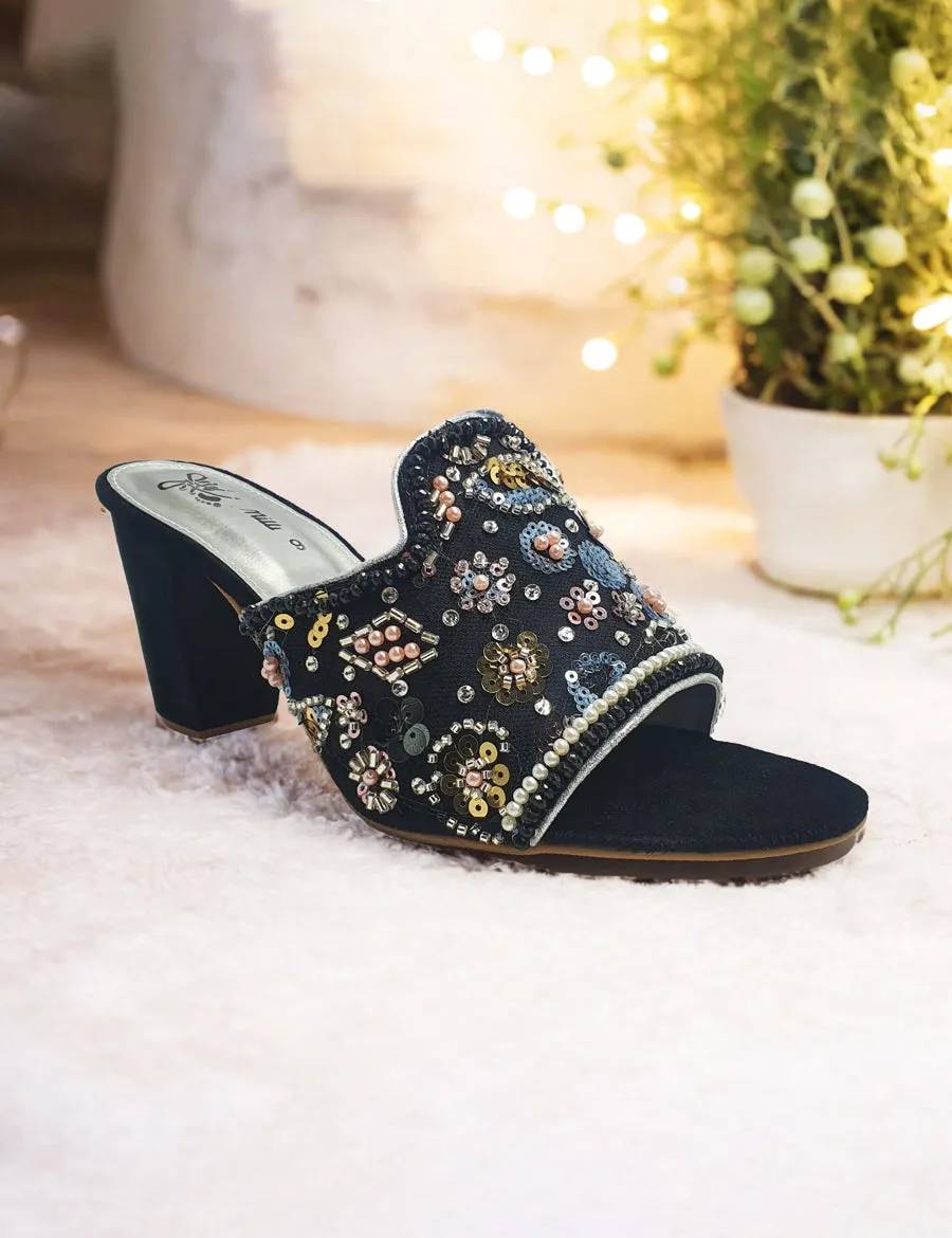 Black | Fancy Heel Slipper for women
