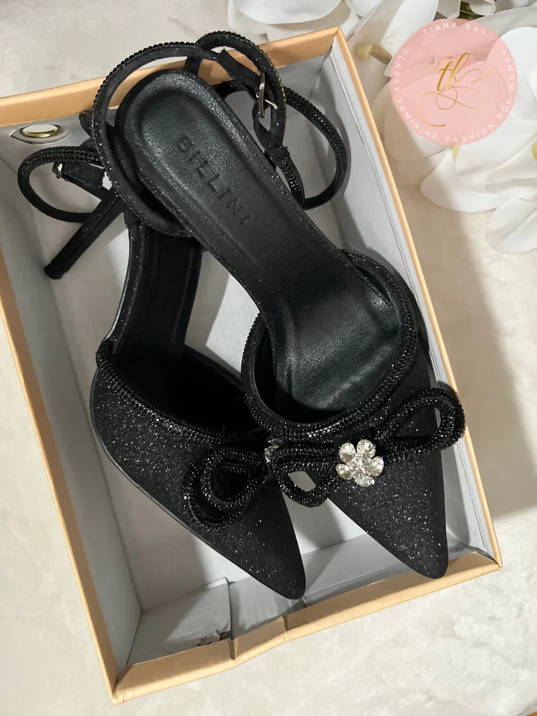 Black Glitter Heels