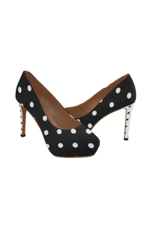 Black Polka Dot Women's High Heels