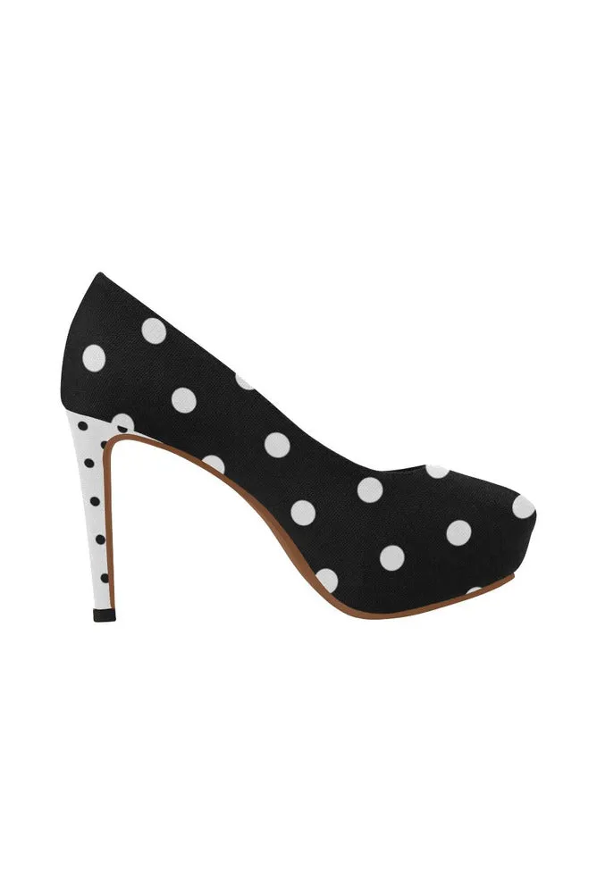 Black Polka Dot Women's High Heels