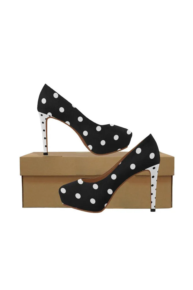 Black Polka Dot Women's High Heels