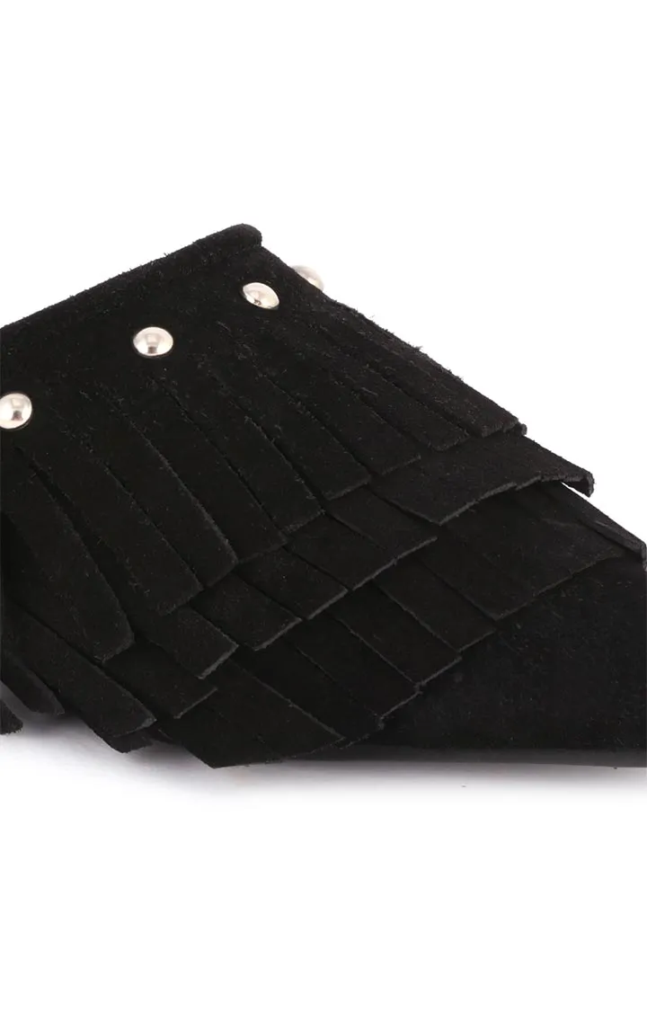 Black Synthetic Pointed Toe Marissa Flat Mules