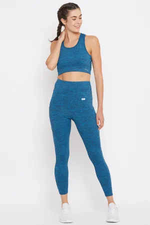 Blue Snug-Fit Active High-Waist Ankle-Length Tights