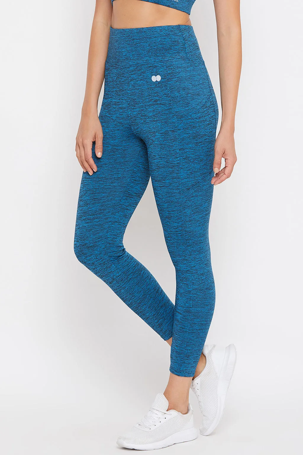 Blue Snug-Fit Active High-Waist Ankle-Length Tights