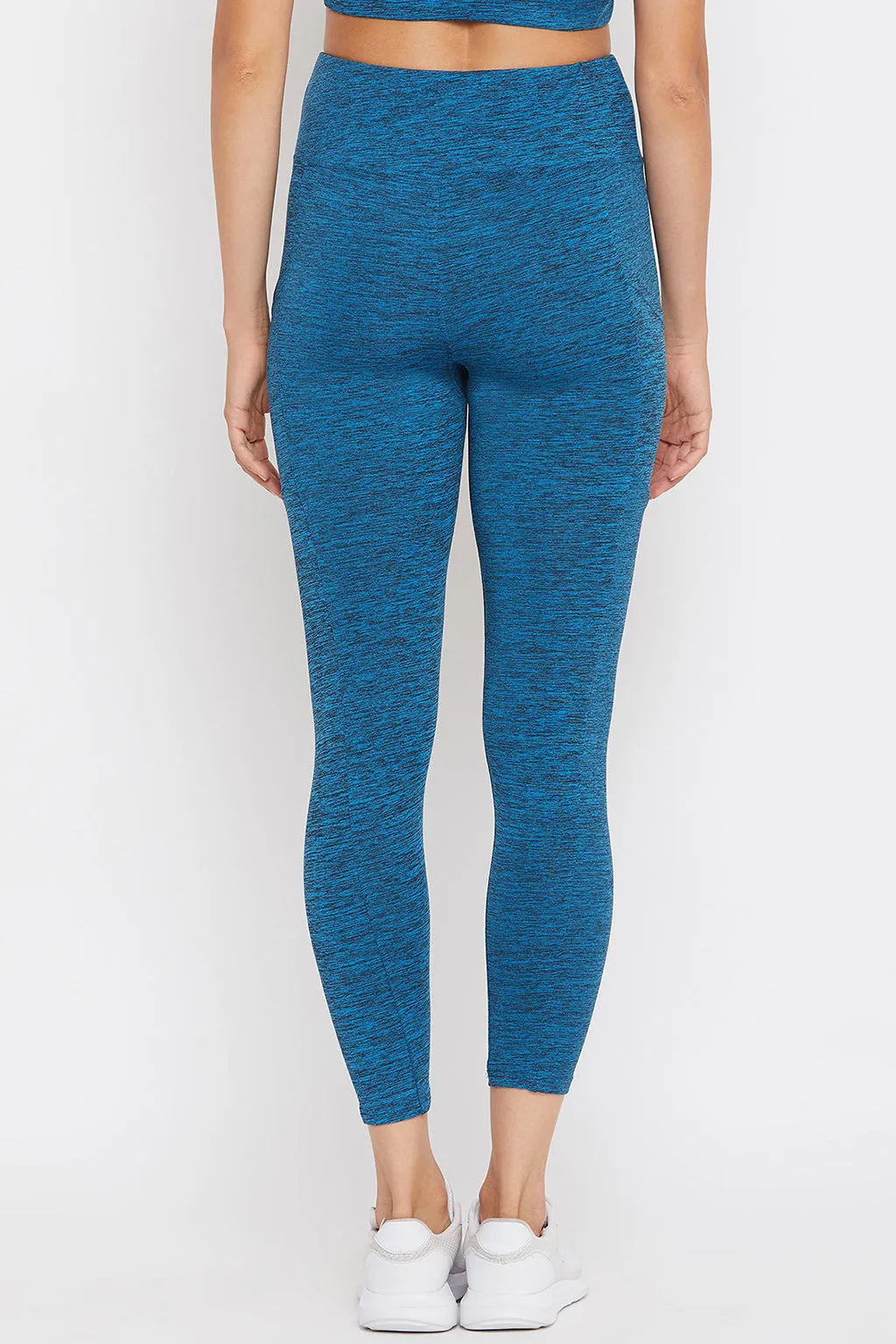 Blue Snug-Fit Active High-Waist Ankle-Length Tights