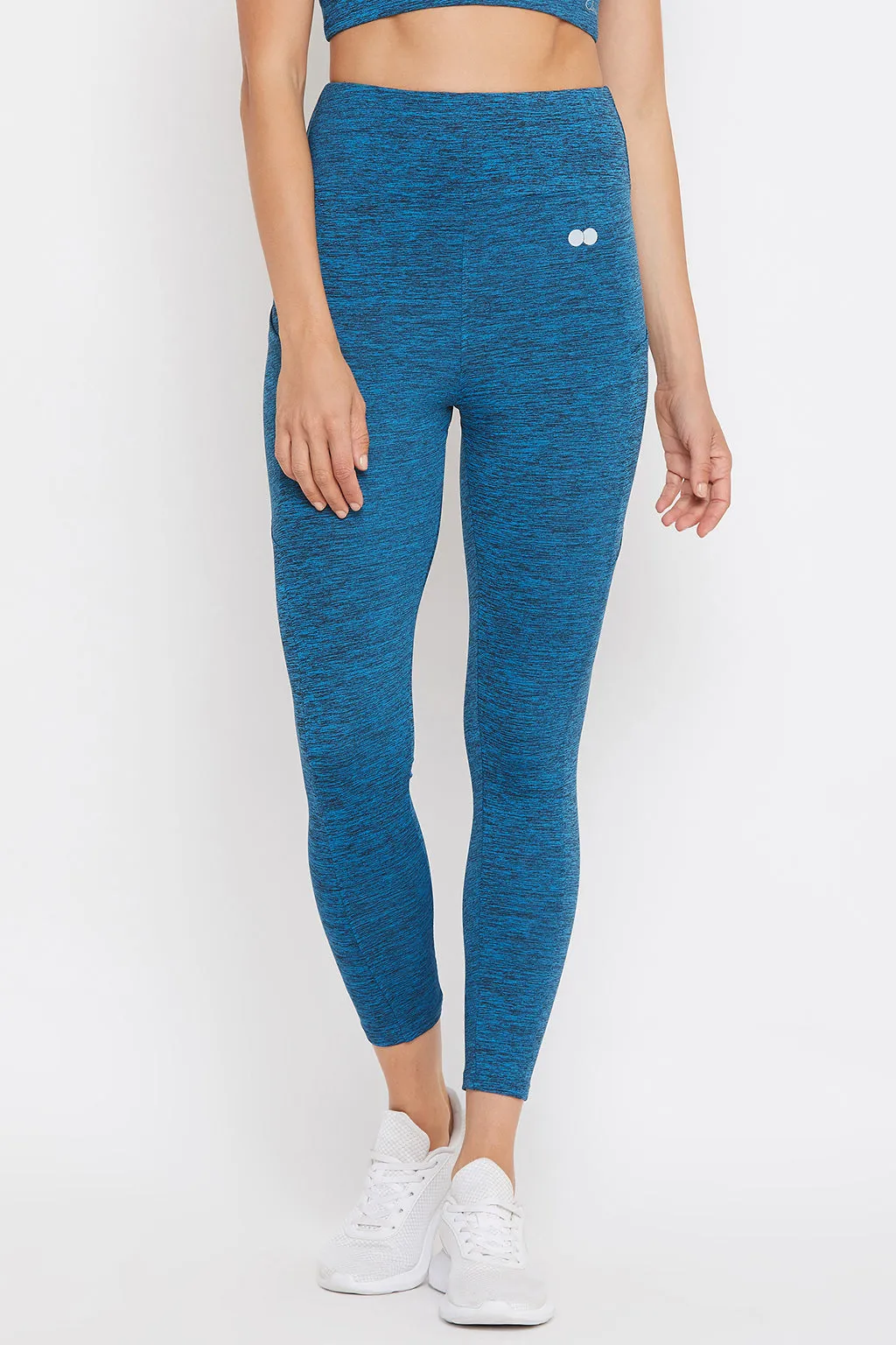 Blue Snug-Fit Active High-Waist Ankle-Length Tights