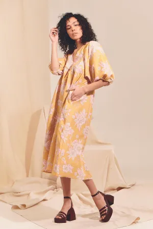 Boheme Linen Midi Dress - HAWAII Sunrise