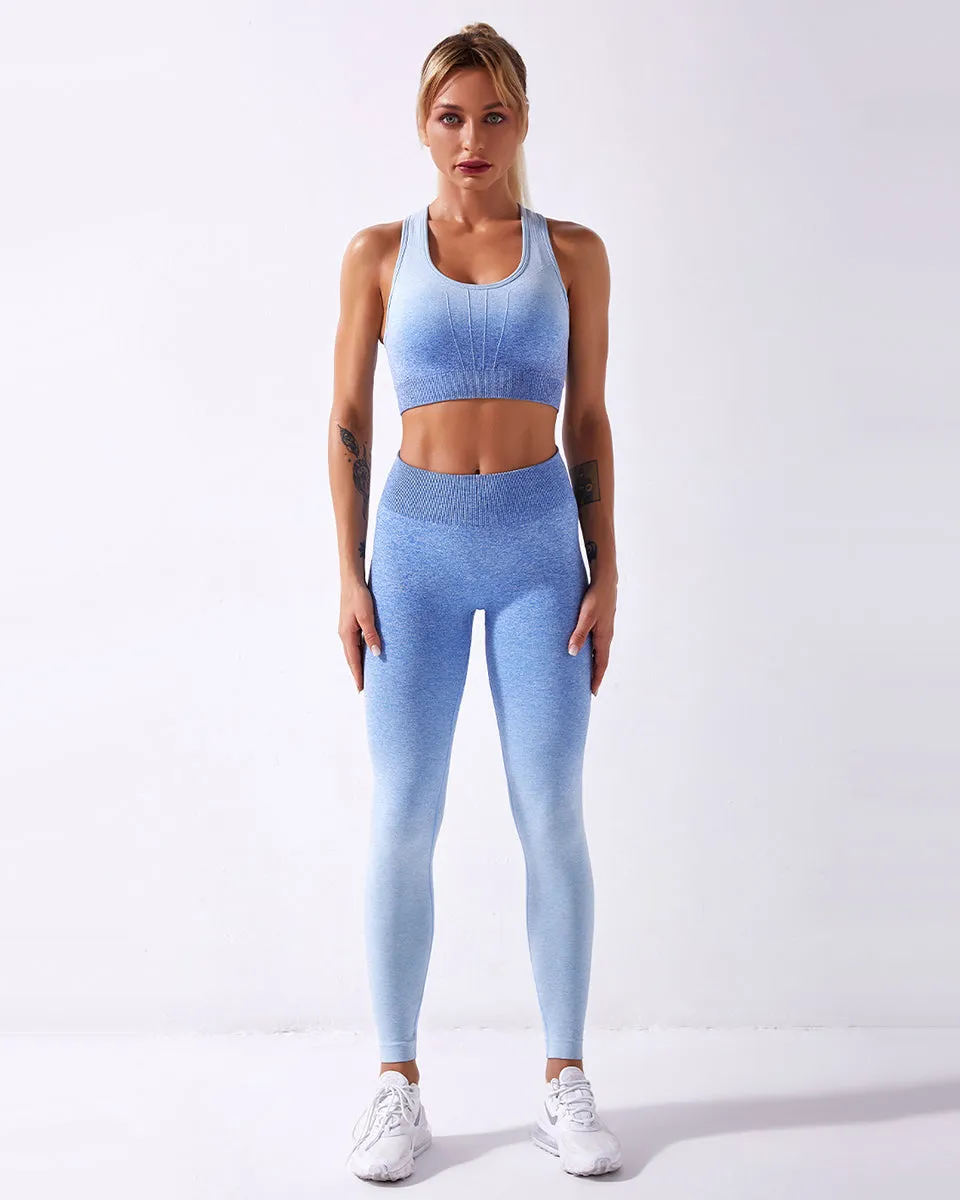 Calico Ombre Seamless Leggings - Blue