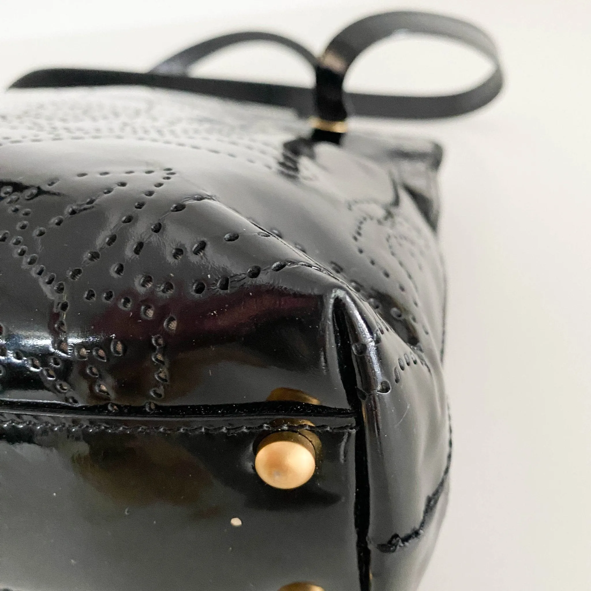 Camellia Patent Leather Black Tote Bag