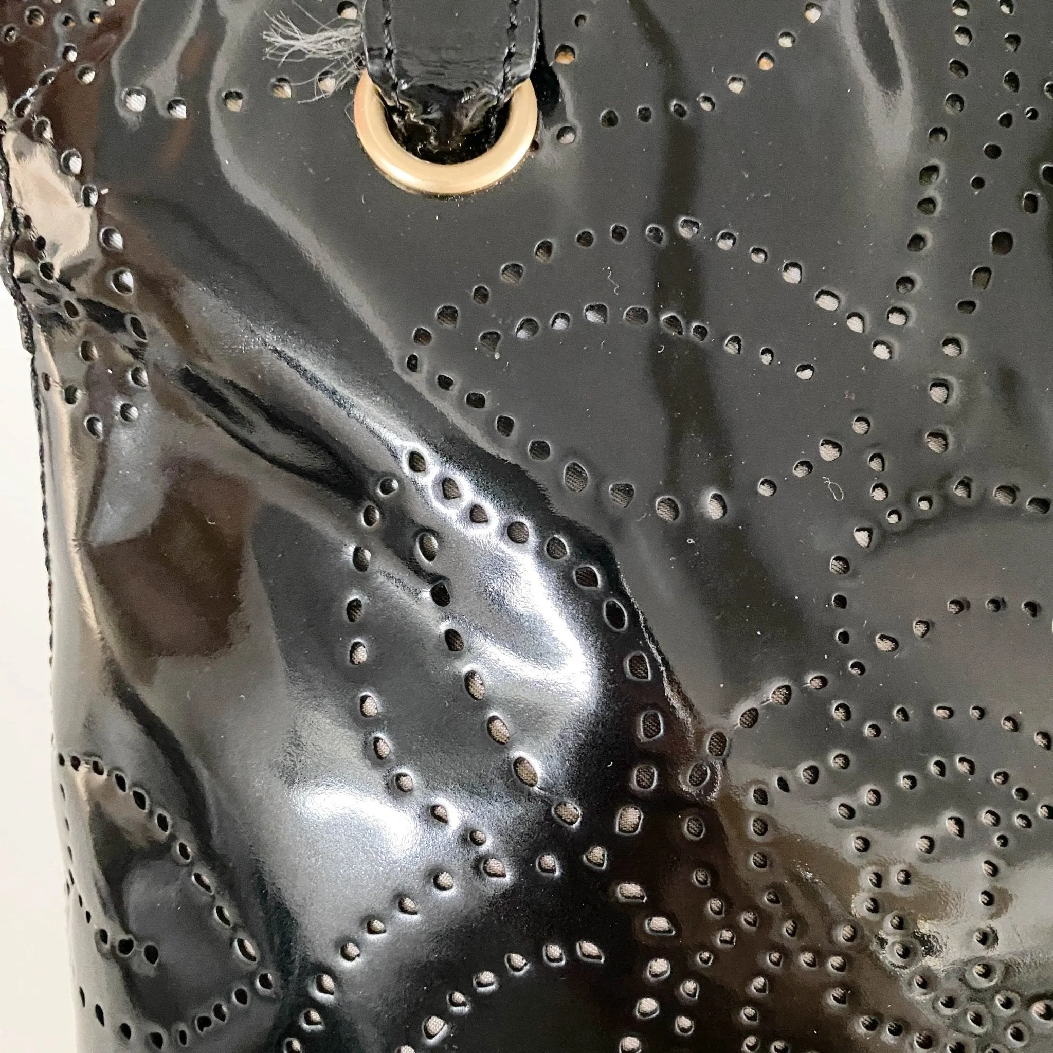 Camellia Patent Leather Black Tote Bag
