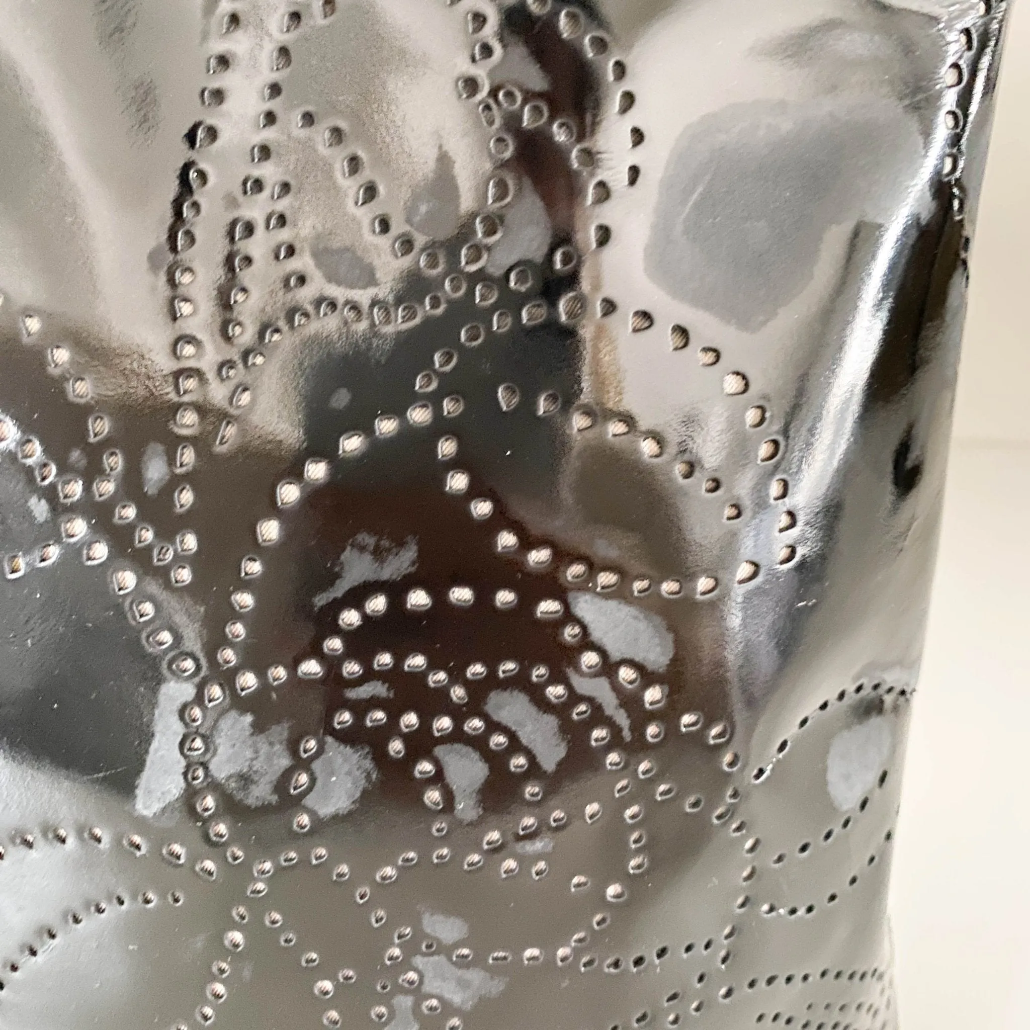 Camellia Patent Leather Black Tote Bag