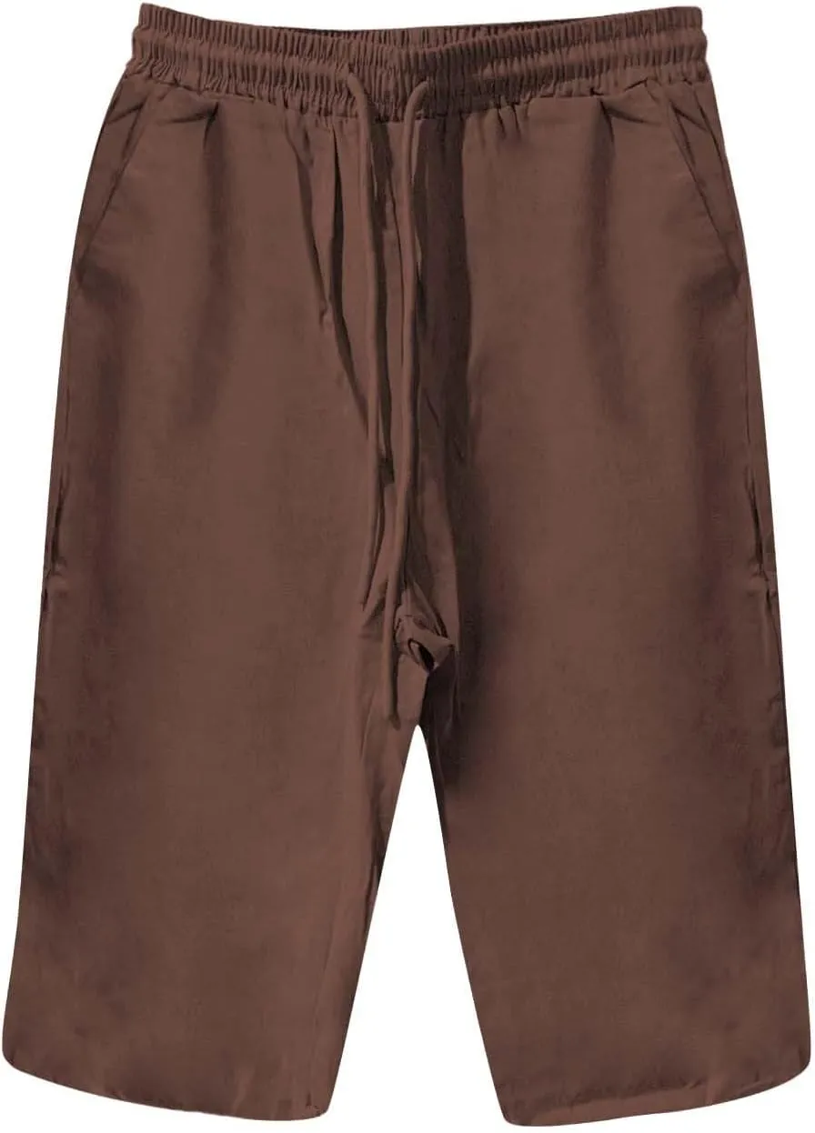 Capris Pants for Women Pants Ladies Loose Drawstring Casual Solid Color Shorts Beach Clothes Linen Pants Women