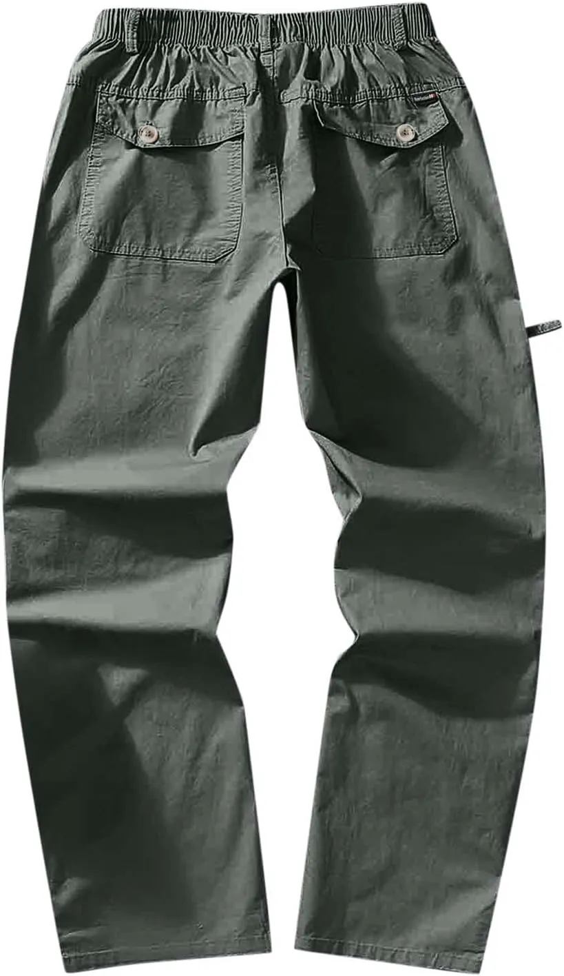 Cargo Pants for Men,Solid Long Pants Sweatpants Outdoor Multiple Pockets Pants Straight Type Fitness Trousers